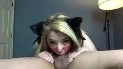 Play Lavender Snowe as Cat Girl in Hardcore POV Blowjob with Deepthroat and Cum in Mouth