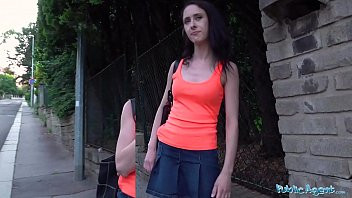 Play Public Agent Slim nymph Lola Black in public train track fuck