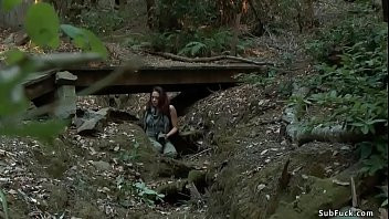 Play Bound blondes banged in woods